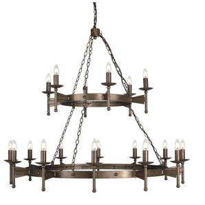 Kronleuchter Crownwell , Bronze , Metall , 128.5 cm , Grüner Punkt, RoHS , Lampen & Leuchten, Innenbeleuchtung, Hängelampen, Kronleuchter