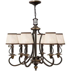 Kronleuchter Elstead Plymouth , Bronze , Metall , 67.6 cm , Grüner Punkt, RoHS , Lampen & Leuchten, Innenbeleuchtung, Hängelampen, Kronleuchter