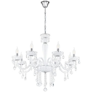 Kronleuchter II Ø 70cm Weiß/Silber Hauptmaterial: Glas Sekundärmaterial: Stahl, verchromt E14