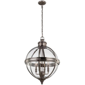 Kronleuchter Elstead FE-Adams , Nickel , Metall, Glas , 83.2 cm , Grüner Punkt, RoHS , Lampen & Leuchten, Innenbeleuchtung, Hängelampen, Kronleuchter
