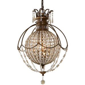 Kronleuchter FE-Bellini , Bronze , Metall, Glas , 77.5 cm , Grüner Punkt, RoHS , mit Behang , Lampen & Leuchten, Innenbeleuchtung, Hängelampen, Kronleuchter