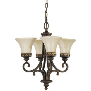 Kronleuchter Elstead FE-Drawing-Room , Walnuss , Metall, Glas , 62.5 cm , Grüner Punkt, RoHS , Lampen & Leuchten, Innenbeleuchtung, Hängelampen, Kronleuchter