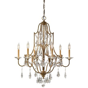 Kronleuchter FE-Valentina , Bronze , Metall, Glas , 102.2 cm , Grüner Punkt, RoHS , mit Behang , Lampen & Leuchten, Innenbeleuchtung, Hängelampen, Kronleuchter