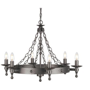Kronleuchter Elstead Graphite , Graphit , Metall , 61 cm , Grüner Punkt, RoHS , Lampen & Leuchten, Innenbeleuchtung, Hängelampen, Kronleuchter
