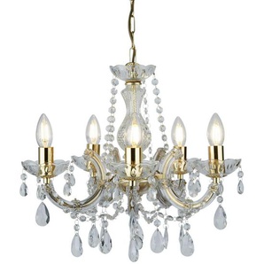 Kronleuchter Marie Therese , Gold , Metall, Kunststoff, Glas , 120 cm , Lampen & Leuchten, Innenbeleuchtung, Hängelampen, Kronleuchter