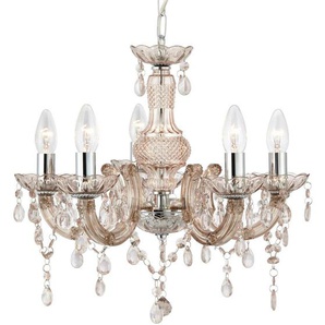 Kronleuchter Marie Therese , Rotbraun , Metall, Kunststoff, Glas , 93 cm , Lampen & Leuchten, Innenbeleuchtung, Hängelampen, Kronleuchter