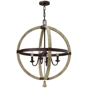 Kronleuchter Elstead Middlefield , Rost , Holz, Metall , 82.2 cm , Grüner Punkt, RoHS , Lampen & Leuchten, Innenbeleuchtung, Hängelampen, Kronleuchter
