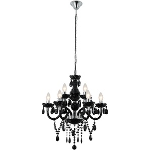 Kronleuchter SALESFEVER Matteo Lampen Gr. 9 flammig, Ø 53 cm Höhe: 120 cm, schwarz Kronleuchter Lampen 9 Flammen aus schwarzem Acryl-Glas
