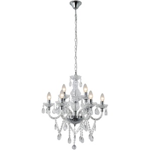 Kronleuchter SALESFEVER Matteo Lampen Gr. 9 flammig, Ø 53 cm Höhe: 120 cm, farblos (transparent) Kronleuchter Lampen 9 Flammen aus transparentem Acryl-Glas
