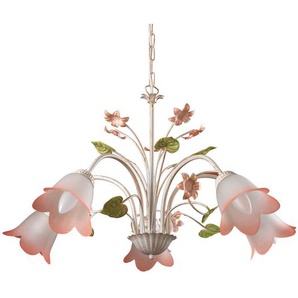 Xxxl Kronleuchter Ivory, Weiß, Pink, Metall, Glas, 100 cm, Lampen & Leuchten, Innenbeleuchtung, Hängelampen, Kronleuchter