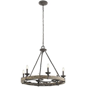 Kronleuchter Elstead Taulbee , Zink , Holz , 74.1 cm , Grüner Punkt, RoHS , Lampen & Leuchten, Innenbeleuchtung, Hängelampen, Kronleuchter