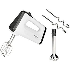 KRUPS Handmixer GN5041 3 Mix 5500 Mixer 5 Geschwindigkeiten + Turbo- & Auswurftaste schwarz-weiß (weiß, schwarz, edelstahl) Handmixer