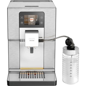 KRUPS Kaffeevollautomat EA877D Intuition Experience+ Kaffeevollautomaten 21 Heiß- und Kaltgetränke-Spezialitäten, geräuscharm, Farb-Touchscreen schwarz (edelstahl, schwarz) Kaffeevollautomat