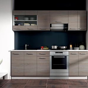 Küche Dave 240 cm Küchenzeile Küchenblock variabel stellbar Eiche Sonoma Trüffel