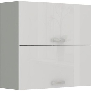 Küche Hängeschrank 80 Bianca Weiß Hochglanz + Grau Küchenzeile Küchenblock