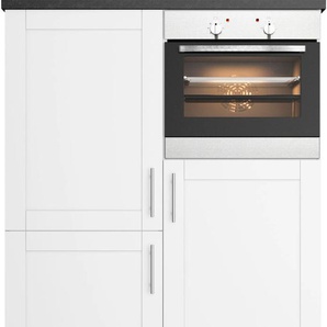 Küche OPTIFIT Ahus Komplettküchen-Sets Gr. B/H/T: 120 cm x 180,4 cm x 60 cm, mit E-Geräten, schwarz-weiß (küche: weiß matt, weiß, granit schwarz, front: arbeitsplatte: schwarz) Küchenzeile Küchenzeilen mit Elektrogeräte