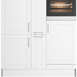 Küche OPTIFIT Ahus Komplettküchen-Sets Gr. B/H/T: 150 cm x 180,4 cm x 60 cm, mit E-Geräten, schwarz-weiß (küche: weiß, sw) Singleküche Küchenzeilen mit Elektrogeräte