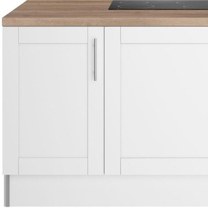 Küche OPTIFIT Ahus Komplettküchen-Sets Gr. B/H/T: 160 cm x 90,8 cm x 95 cm, mit E-Gerät-mit E-Geräten, braun (küche: weiß, ei) Küchenzeile Küchenzeilen mit Elektrogeräte