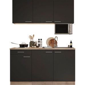 Küche RESPEKTA Luis, Duo Kochfeld, wahlweise mit Mikrowelle, Korpus Eiche Sägerau Komplettküchen-Sets Gr. B/H/T: 150 cm x 200 cm x 60 cm, Küchenzeile, mit Mikrowelle, grau (küche: front: grau, korpus, arbeitsplatte: eiche sägerau, korpus: sägerau)