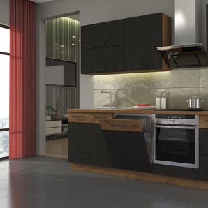 Küche VIGO Basic Matera Grau Lancelot 240 cm Küchenzeile Küchenblock Einbauküche