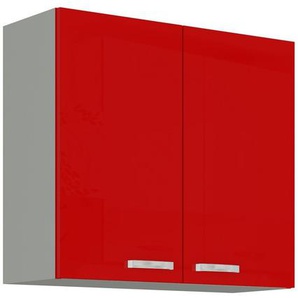 Küchen Hängeschrank 80 Glanz Rot Grau Küchenzeile Küchenblock Küche Rose Bianca