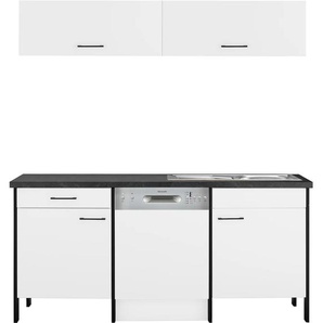 Küchenzeile OPTIFIT Tokio Komplettküchen-Sets weiß (küche: weiß,,) Küchenzeilen ohne Elektrogeräte 192 cm breit, mit Stahlgestell, Vollauszug