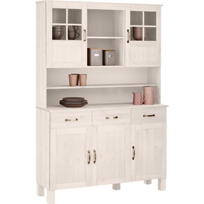 Küchenbuffet HOME AFFAIRE Alby Schränke Gr. B/H/T: 125 cm x 185 cm x 38 cm, weiß Anrichten Buffets Schränke Breite 125 cm, 2 Glastüren, Schubladen