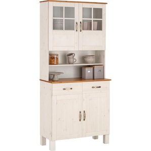 Küchenbuffet HOME AFFAIRE Alby Schränke Gr. B/H/T: 85 cm x 185 cm x 38 cm, weiß (weiß, honigfb) Anrichten Buffets Schränke Breite 85 cm, 2 Glastüren