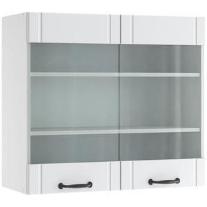 Küchenglasschrank Fame-Line, Weiß Landhaus, 80 cm Vicco
