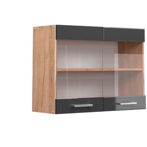 Küchenglasschrank R-Line, Anthrazit Hochglanz, 80 cm Vicco
