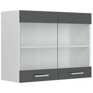 Küchenglasschrank R-Line, Anthrazit Hochglanz, 80 cm, Vicco