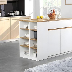 Kücheninsel mit Stauraum - Weiß & Naturfarben - MEILI