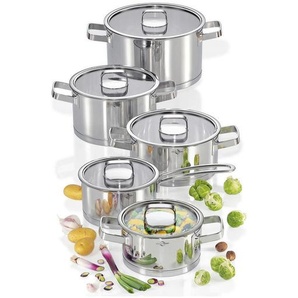 Küchenprofi Kochtopfset SAN Remo, Edelstahl, Metall, 5-teilig, 1,25 L,3 L,5,5 L,2,5 L,1,25 L, Kochen, Töpfe, Topfsets