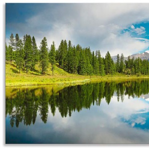 Küchenrückwand ARTLAND Bergsee Spritzschutzwände Gr. B/H: 130 cmx55 cm, blau Küchenrückwand Küchendekoration Spritzschutzwände Alu Spritzschutz mit Klebeband, einfache Montage