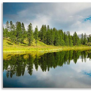 Küchenrückwand ARTLAND Bergsee Spritzschutzwände Gr. B/H: 140 cmx50 cm, blau Küchenrückwand Küchendekoration Spritzschutzwände Alu Spritzschutz mit Klebeband, einfache Montage