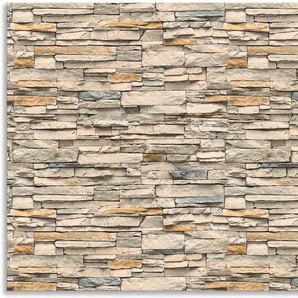 Küchenrückwand ARTLAND Braune alte Ziegelmauer Spritzschutzwände Gr. B/H: 100 cm x 50 cm, beige (naturfarben) Küchendekoration
