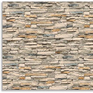 Küchenrückwand ARTLAND Braune alte Ziegelmauer Spritzschutzwände Gr. B/H: 130 cmx55 cm, beige (naturfarben) Küchendekoration Spritzschutzwände Alu Spritzschutz mit Klebeband, einfache Montage