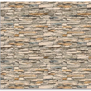 Küchenrückwand ARTLAND Braune alte Ziegelmauer Spritzschutzwände Gr. B/H: 130 cmx65 cm, beige (naturfarben) Küchendekoration Spritzschutzwände Alu Spritzschutz mit Klebeband, einfache Montage