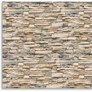Küchenrückwand ARTLAND Braune alte Ziegelmauer Spritzschutzwände Gr. B/H: 140 cmx55 cm, beige (naturfarben) Küchendekoration Spritzschutzwände Alu Spritzschutz mit Klebeband, einfache Montage