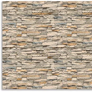 Küchenrückwand ARTLAND Braune alte Ziegelmauer Spritzschutzwände Gr. B/H: 140 cmx65 cm, beige (naturfarben) Küchendekoration Spritzschutzwände Alu Spritzschutz mit Klebeband, einfache Montage