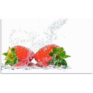 Küchenrückwand ARTLAND Erdbeeren mit Spritzwasser Spritzschutzwände Gr. B/H: 110 cmx65 cm, rot Küchendekoration Spritzschutzwände Alu Spritzschutz mit Klebeband, einfache Montage