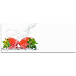 Küchenrückwand ARTLAND Erdbeeren mit Spritzwasser Spritzschutzwände Gr. B/H: 130 cmx50 cm, rot Küchendekoration Spritzschutzwände Alu Spritzschutz mit Klebeband, einfache Montage