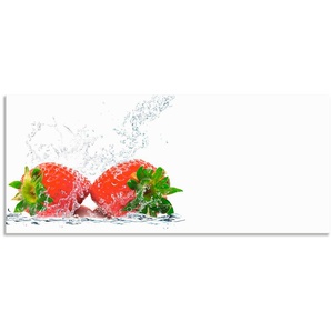 Küchenrückwand ARTLAND Erdbeeren mit Spritzwasser Spritzschutzwände Gr. B/H: 130 cmx55 cm, rot Küchendekoration Spritzschutzwände Alu Spritzschutz mit Klebeband, einfache Montage