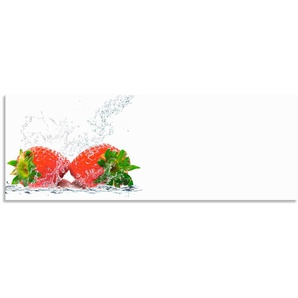 Küchenrückwand ARTLAND Erdbeeren mit Spritzwasser Spritzschutzwände Gr. B/H: 140 cmx50 cm, rot Küchendekoration Spritzschutzwände Alu Spritzschutz mit Klebeband, einfache Montage