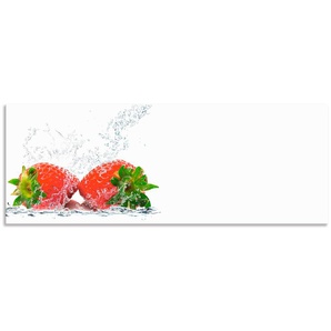 Küchenrückwand ARTLAND Erdbeeren mit Spritzwasser Spritzschutzwände Gr. B/H: 150 cmx55 cm, rot Küchendekoration Spritzschutzwände Alu Spritzschutz mit Klebeband, einfache Montage