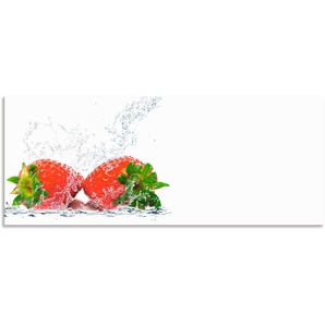 Küchenrückwand ARTLAND Erdbeeren mit Spritzwasser Spritzschutzwände Gr. B/H: 150 cmx60 cm, rot Küchendekoration Spritzschutzwände Alu Spritzschutz mit Klebeband, einfache Montage