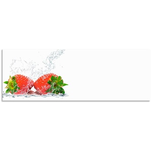 Küchenrückwand ARTLAND Erdbeeren mit Spritzwasser Spritzschutzwände Gr. B/H: 160 cmx55 cm, rot Küchendekoration Spritzschutzwände Alu Spritzschutz mit Klebeband, einfache Montage