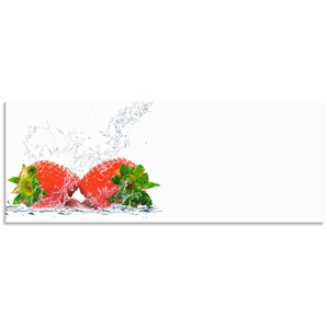 Küchenrückwand ARTLAND Erdbeeren mit Spritzwasser Spritzschutzwände Gr. B/H: 160 cmx60 cm, rot Küchendekoration Spritzschutzwände Alu Spritzschutz mit Klebeband, einfache Montage