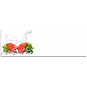 Küchenrückwand ARTLAND Erdbeeren mit Spritzwasser Spritzschutzwände Gr. B/H: 180 cm x 55 cm, rot Küchendekoration Alu Spritzschutz mit Klebeband, einfache Montage