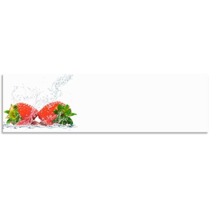 Küchenrückwand ARTLAND Erdbeeren mit Spritzwasser Spritzschutzwände Gr. B/H: 180 cmx50 cm, rot Küchendekoration Spritzschutzwände Alu Spritzschutz mit Klebeband, einfache Montage